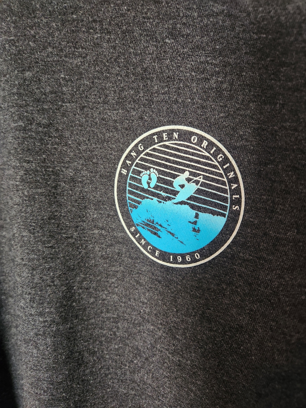 Hang Ten Charcoal Tee with Light Blue Surf Logo - Men's Shirt